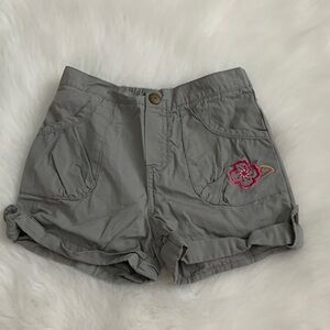 Stylish Gray Kids Shorts with Pink Floral Detail 100% Cotton